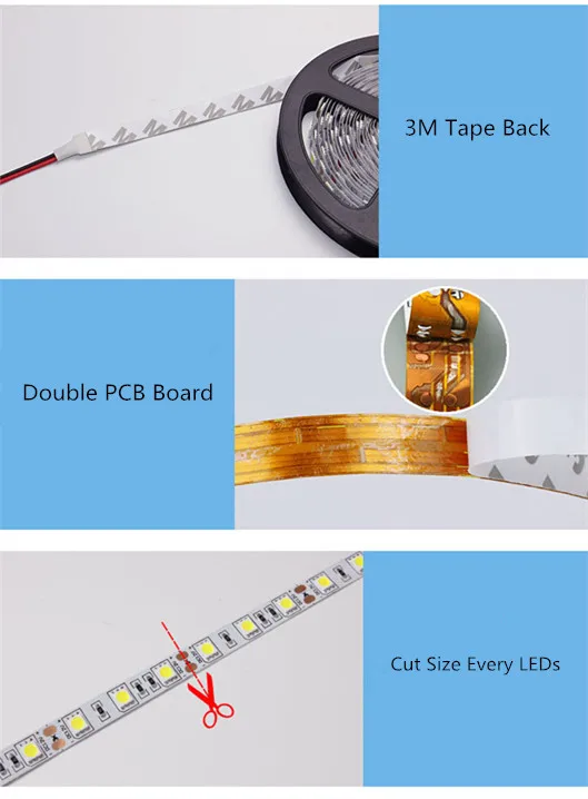 LED Night Light String DC5V With USB Port Cable 50CM 1M 2M 3M 4M 5M USB LED Strip Light Lamp SMD 3528 for TV/ PC/ Laptop