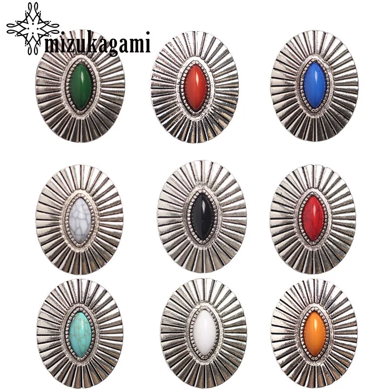 3pcs/lot Retro Zinc Alloy Oval  Decorative Buttons Charms Pendants For DIY CONCHO Hair Jewelry Accessories