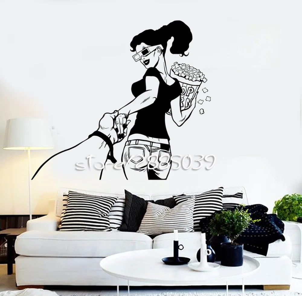 Cinema Girl Come with Me Film Movie Wall Stickers Nontoxic PVC Wall Decal Hot DIY Art Perfect Quality Wallpaper Mural SA920