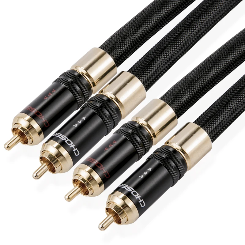 Imagem -04 - Choseal Ab5408 6n Occ 24k Banhado a Ouro Cabo Coaxial Digital com Banhado a Ouro Rca Plug Par