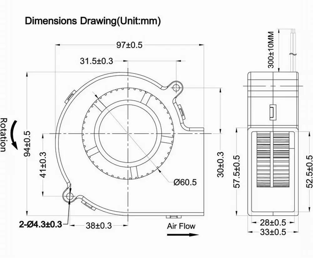 20 개/몫 GDT DC 12V 2P 공기 97*97x33mm 9733 터빈 쿨러 9733 냉각 송풍기 팬