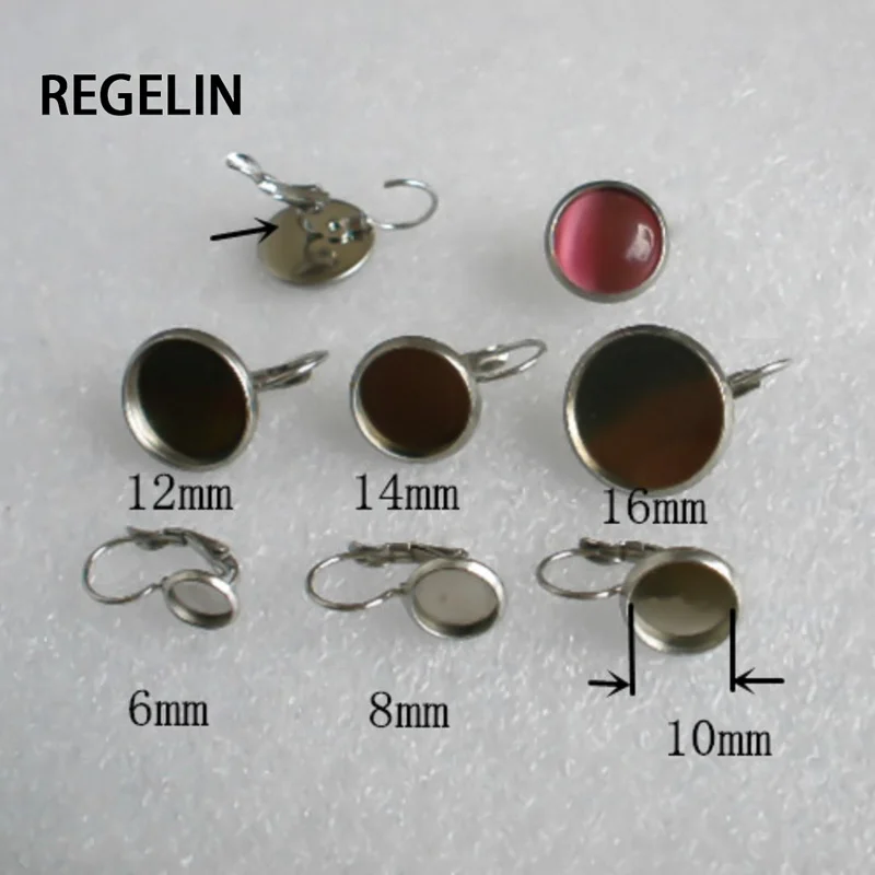 REGELIN 10pcs 316L Stainless Steel 6-20mmPendant Settings Clasps Cabochon Base Bezel Trays Blank DIY Jewelry Making