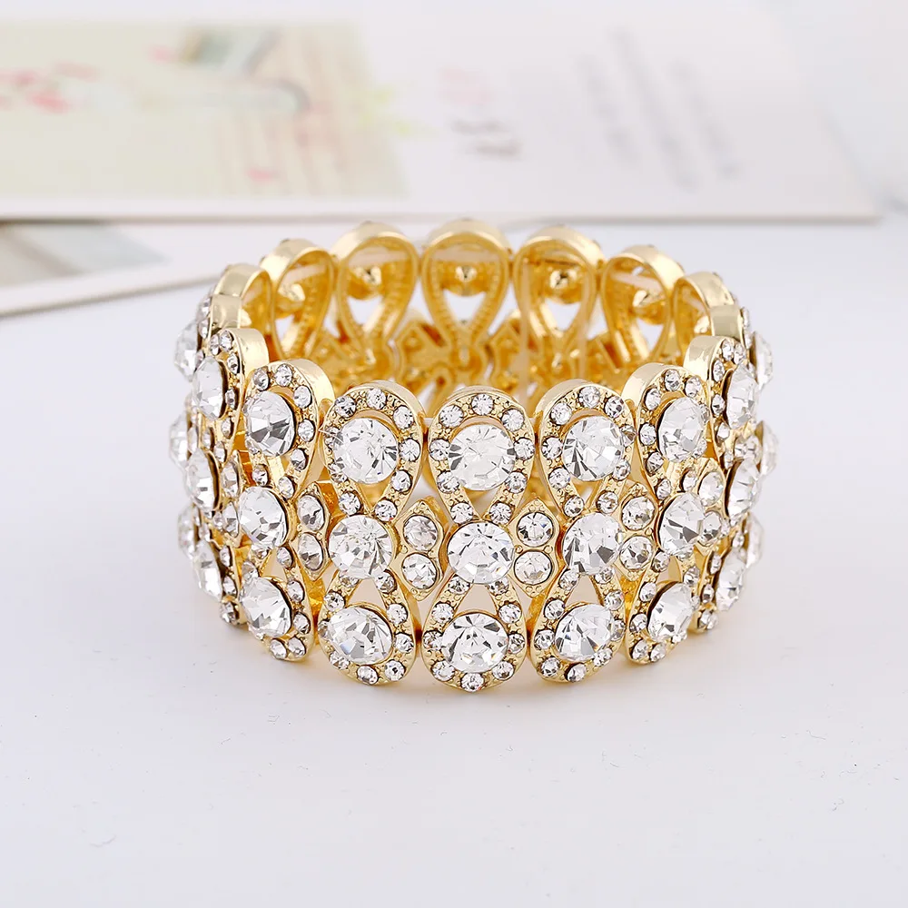 DIEZI Vintage Luxury Fashion Gold Color Arm Wide jewelry Men Metal Crystal Wedding Bangles Women Bracelets & Bangles Men Jewelry