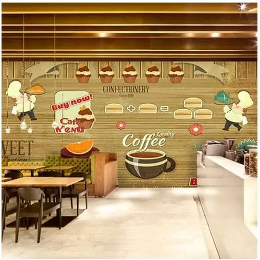 \Hamburger tea ice cream 3D wallpaper background bread bakery cafe nonwoven 3D wallpaper murals