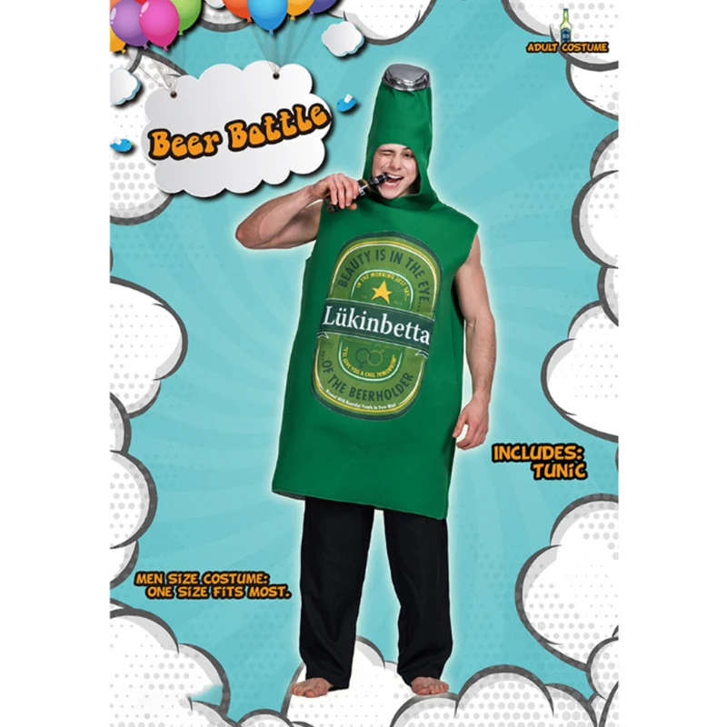 Vestito da gioco per birra da uomo festa di compleanno Costume da birra di Halloween Costume da Cosplay palla tuta per adulti Halloween Carnival Party Cosplay