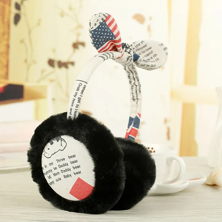 2019 New Casual Fashion Exquisite Simple winter plus velvet warm cute rabbit ears bow Shape Women's earmuffs