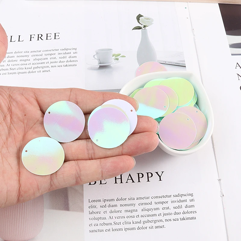 10g/pack 30mmAB Color Flat Round Loose Sequins Paillettes Sewing Wedding Craft,Women Garments Accessories