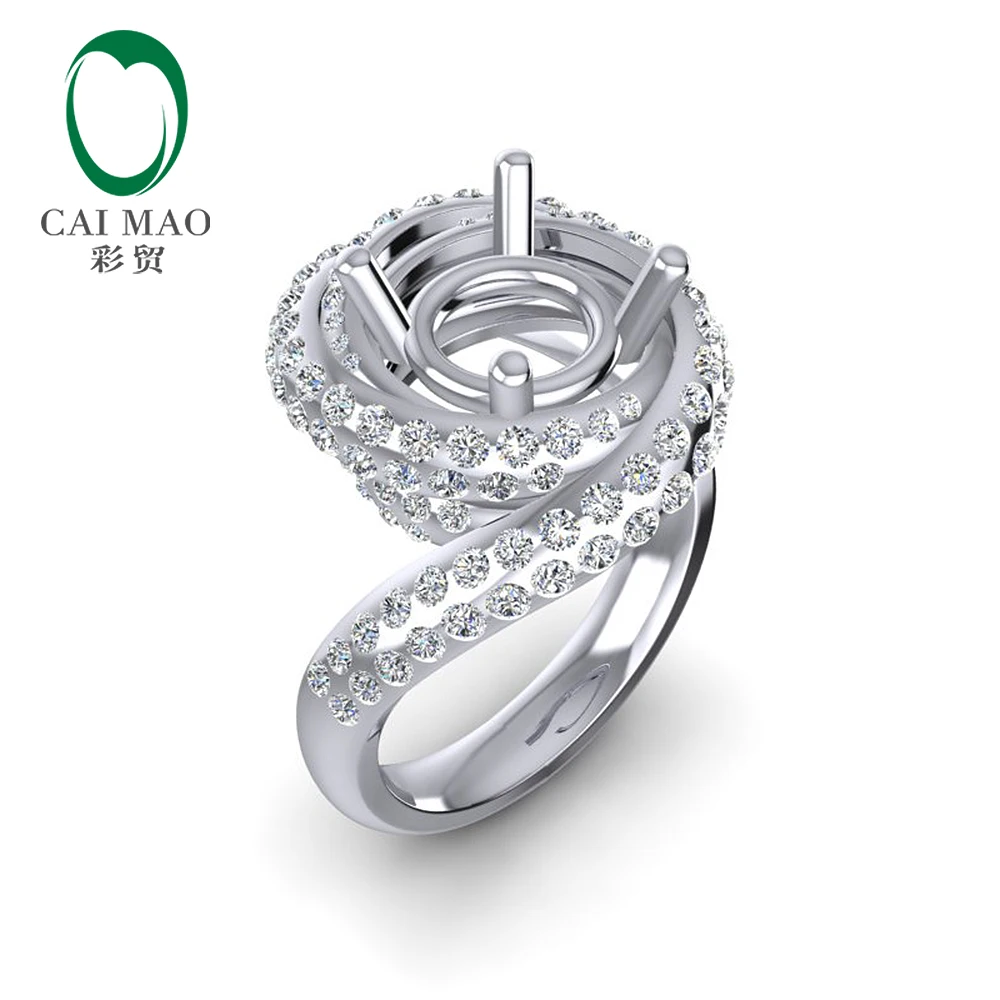 

Caimao New Design 8.5mm Round 14k White Gold 1.15ct Natural Full Cut Diamond Prong Ring