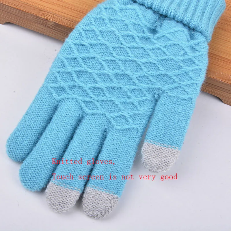 Fall Winter Men/Women Warm Jacquard Grid Pattern Female Stretch Knit Gloves Girl Solid Magic Accessories Wool Gloves Mittens A35