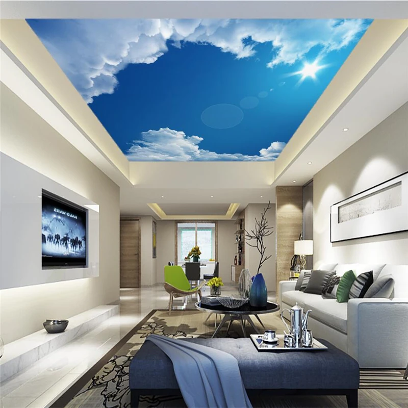 wellyu Custom wallpaper 3d exquisite high-definition blue sky white clouds sunshine ceiling zombie 3d wallpaper papier peint