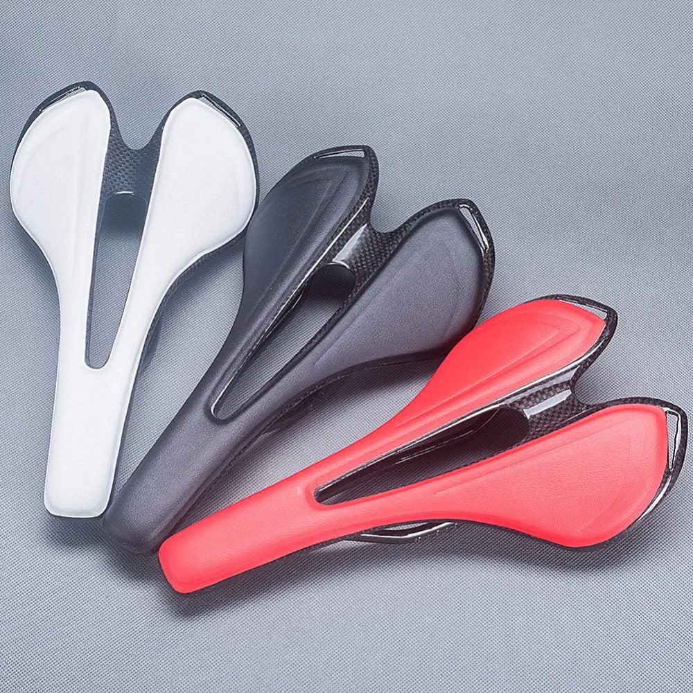 

Super light Weight 125g Bicycle Saddle Carbon Fiber + TOUPE Leather Cushion Cycling Parts Red/Black/White