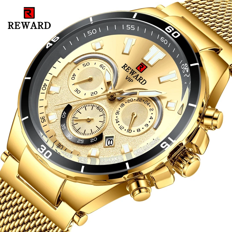 REWARD Fashion Mens Watches Top Brand Luxury Military Sports Watch Men Stainless Steel Business Quartz Watch Relogio Masculino