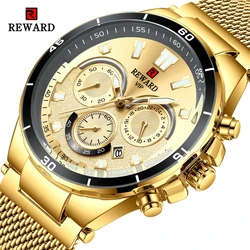 REWARD Fashion Mens Watches Top Brand Luxury Military Sports Watch Men Stainless Steel Business Quartz Watch Relogio Masculino