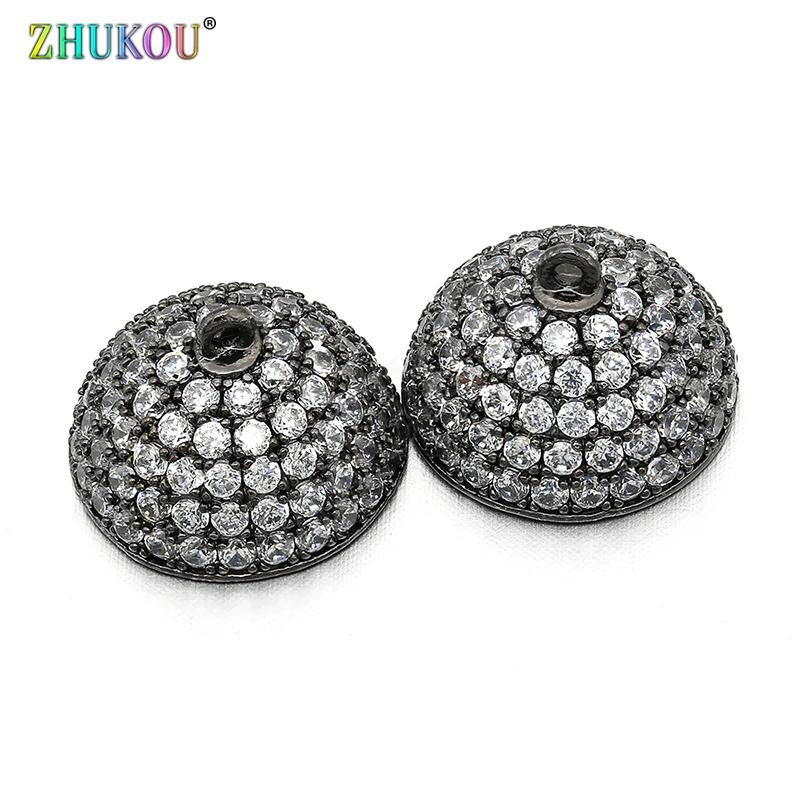 14*18mm Brass Micro Pave CZ Round Magnetic Clasps Hooks DIY Jewelry Findings Accessories, Hole: 1mm, Model: VK25