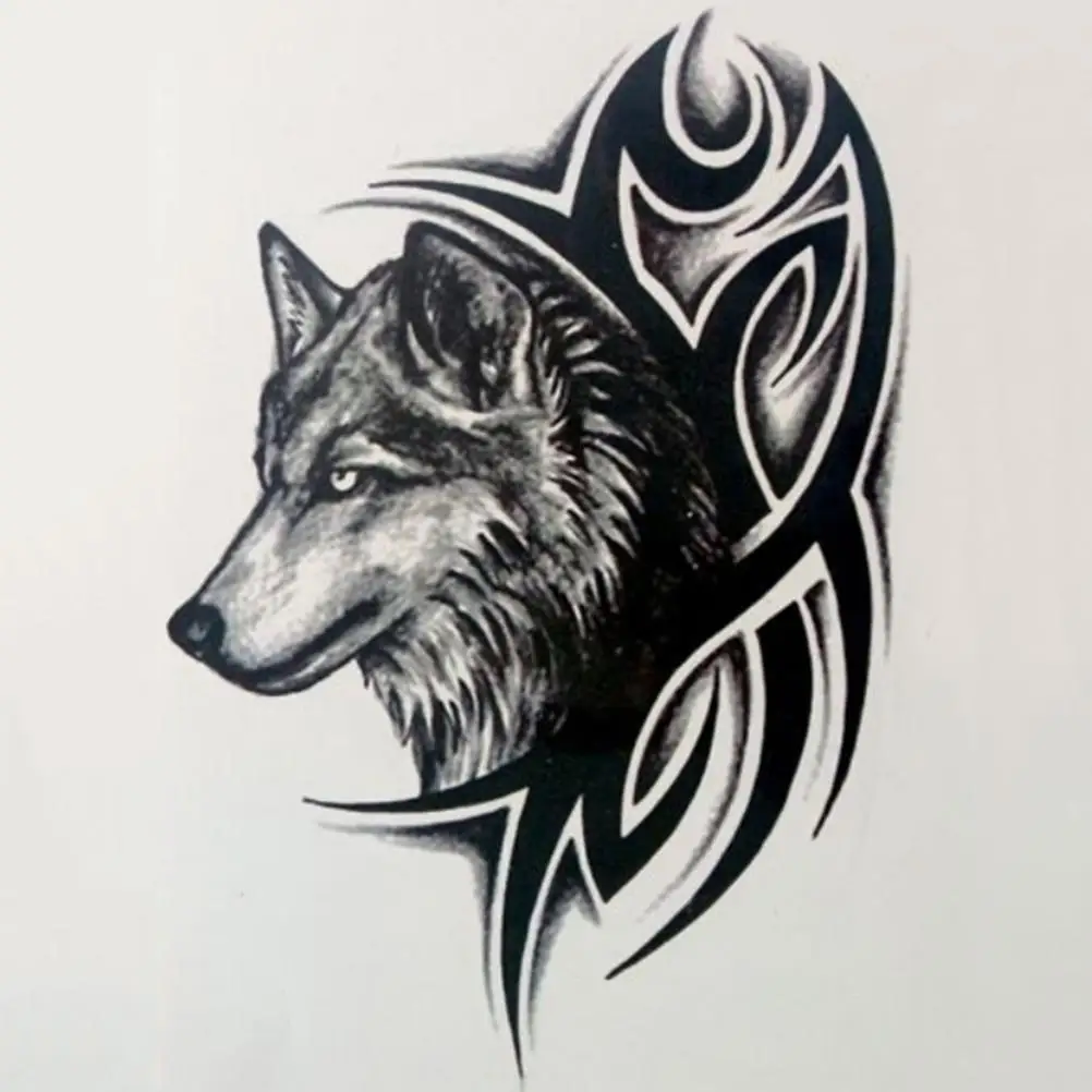 HOT Wolf Temporary Tattoo Sticker Men Women Black Animal Waterproof Tattoo Multi Styles Water Transfer Fake Tattoo