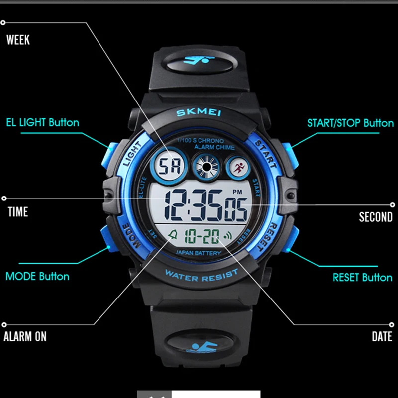 Macchie di Orologi Per Bambini dei capretti Della Ragazza del Ragazzo Orologio Digitale LED Orologi Alarm Data di Sport Orologi Da Polso Elettronico SKMEI 2018