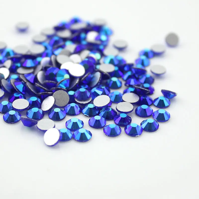 SS4-SS30 Sapphire AB Nail Rhinestones  Flat Back Non Hotfix Glitter Nail Stones,DIY 3d Nail Phones Decorations Supplies