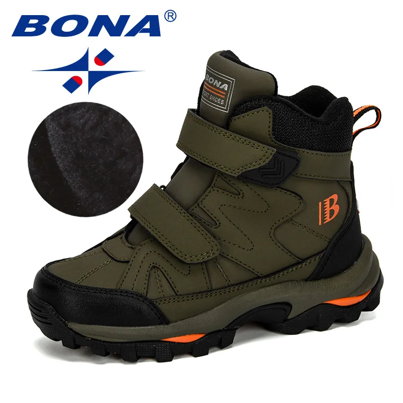 BONA New Popular Style Winter Children's Snow Boots Boys Girls Fashion Waterproof Warm Shoes Kids Thick Mid Non-Slip Boots