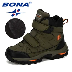 Bona Nieuwe Populaire Stijl Winter Kinderen Snowboots Jongens Meisjes Mode Waterdichte Warme Schoenen Kids Dikke Mid Non-slip Laarzen