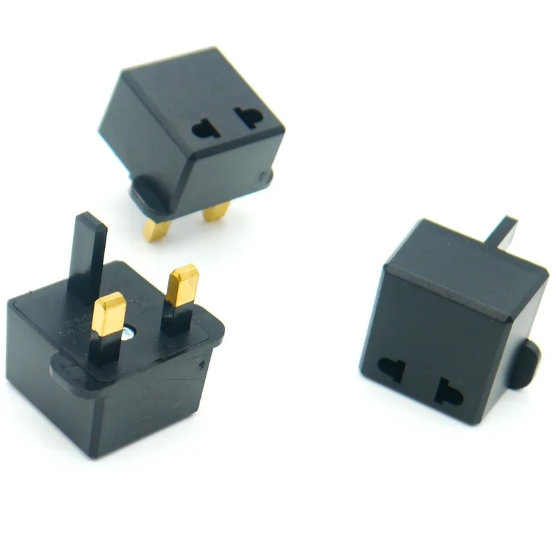 Adaptador de enchufe de la UE, EE. UU., Reino Unido, 6A, cargador de viaje portátil, negro, Adaptador de enchufe de alimentación, enchufe Universal del Reino Unido