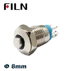 8mm mini metal push button switch on off momentary high head switch 3v 12v led illuminated  push button 1 no switch