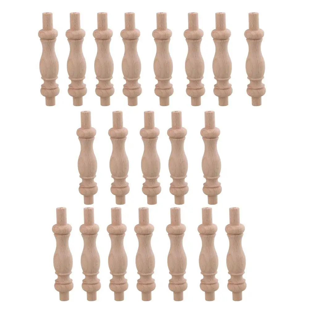 20Pcs Beech Unpainted Unfinished Wood Craft Spindles Baluster for Home Restaurant Decor Repair Decoration