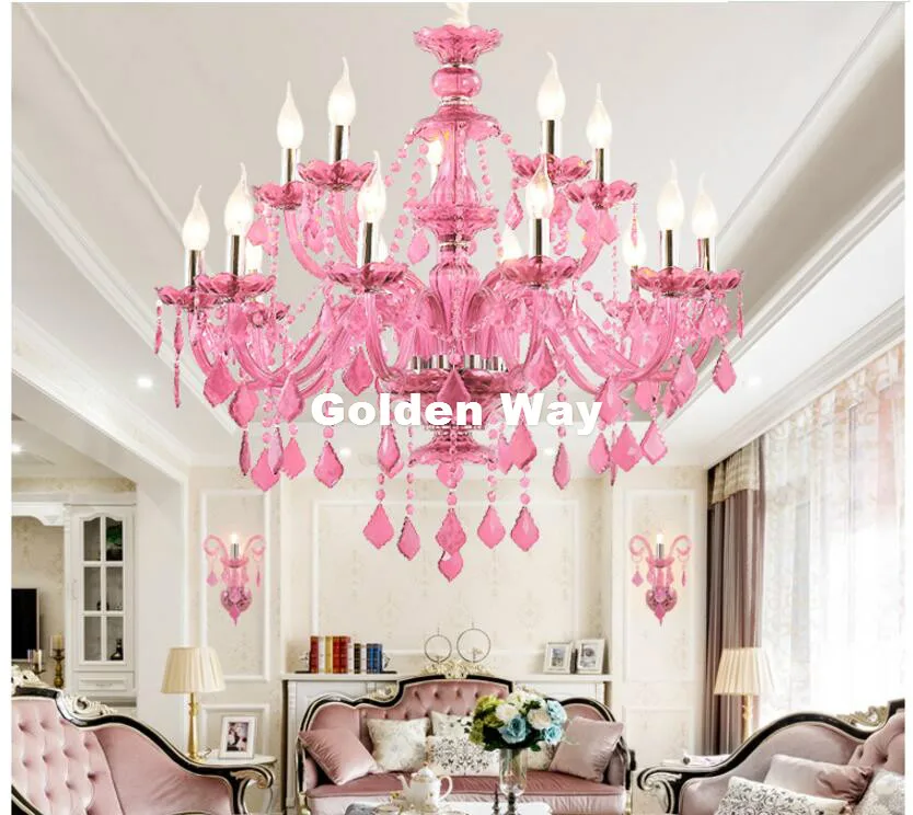 Modern Chandelier Pinky Hanging Lighting European Style Glass Chandeliers Light for Living Dining Room Restaurant Decor Lights