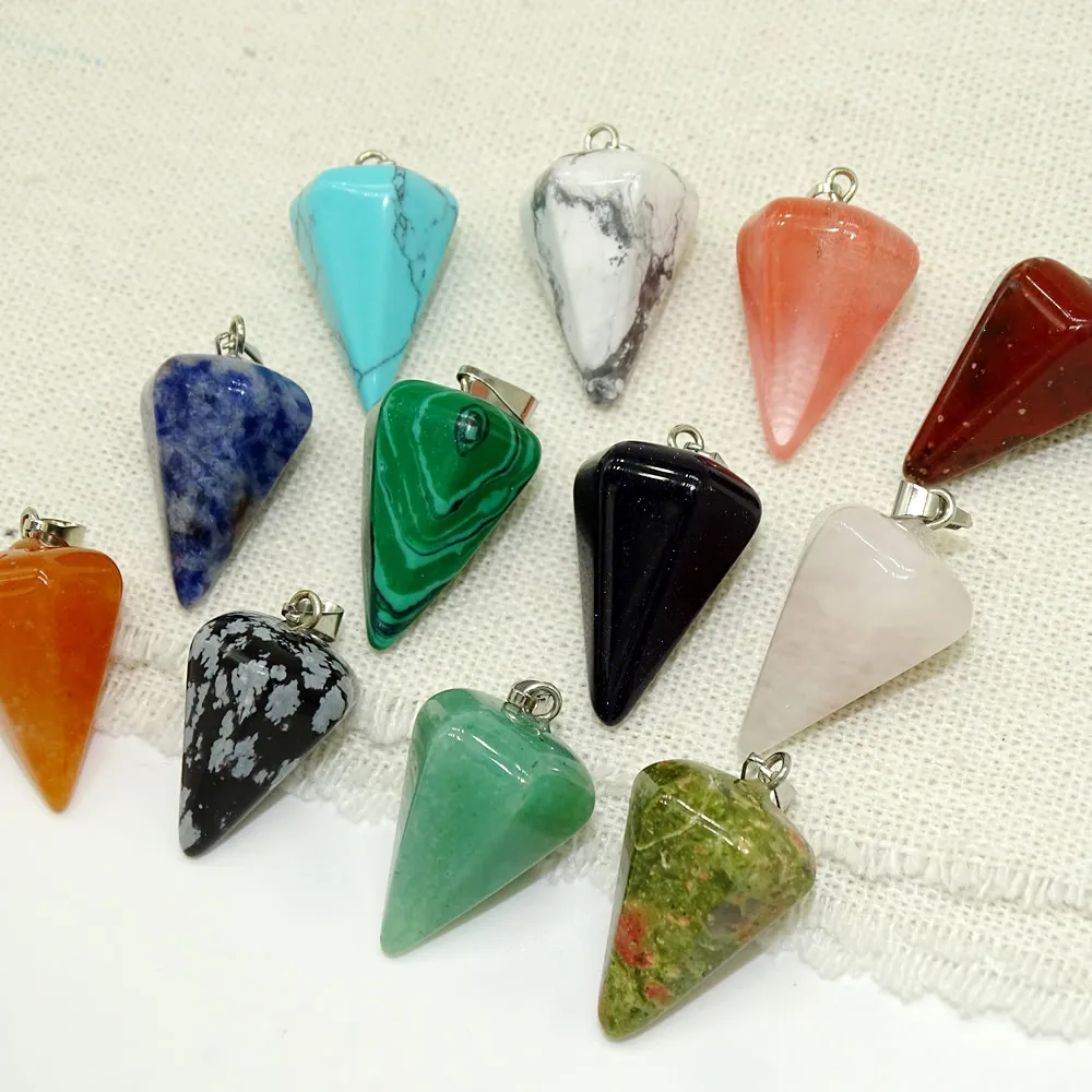 Assorted natural stone Pendulum arrow shape Charms Pendants 12pcs/lot Wholesale