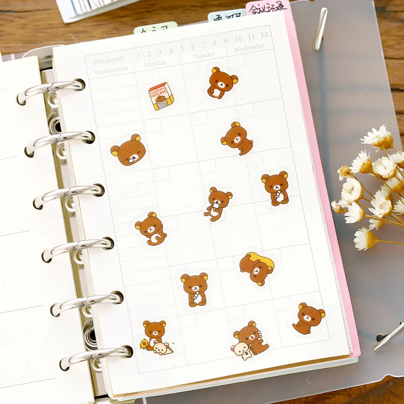 Mini autocollant en papier Rilakkuma, étiquette scrapbooking, 40% scrapbooking, kawaii, décoration pour journal intime, DIY bricolage, 80 pièces/lot