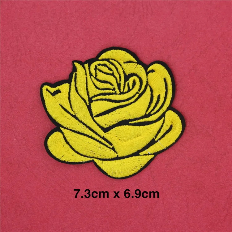 Hole Repair Red Black Rose Flower Embroidery Patches for Clothing Iron on Clothes Peony Appliques Dress Badge Stripe Sticker Diy