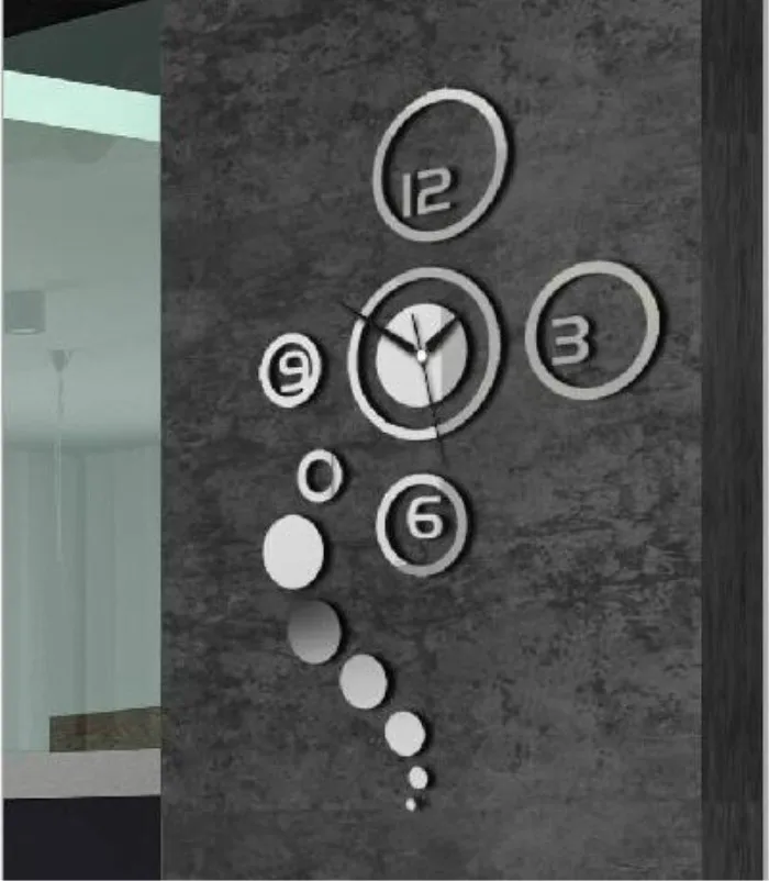 Fashion DIY Home Decoration Mirror Wall Stickers Clock Living Room Wall Clock Gold Silver Black Red Available