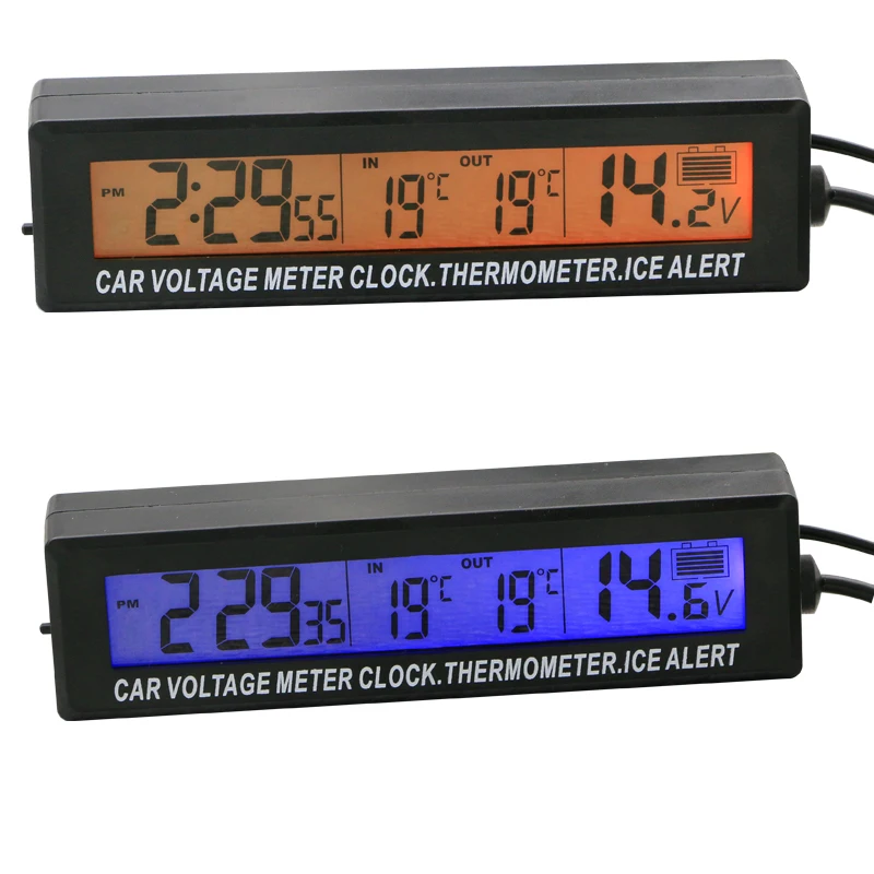 High quality 3in1 Digital LCD Clock Screen car auto vehicle time clock temperature thermometer voltage voltmeter free shipping