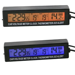 High quality 3in1 Digital LCD Clock Screen car auto vehicle time clock temperature thermometer voltage voltmeter free shipping