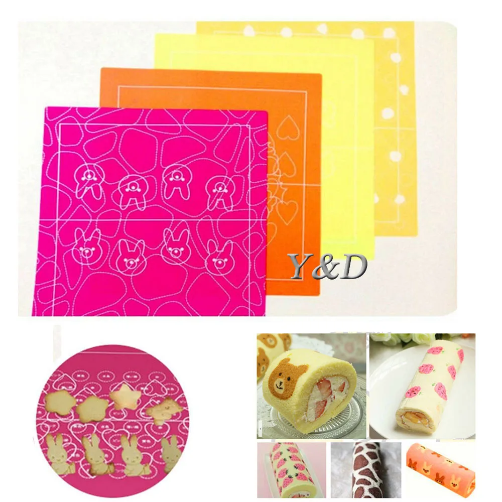 New 4 pieces/lot Food grade Japanese style DIY silicone rubber painting silicon lace roll cake maker pad rolling mat 4 styles