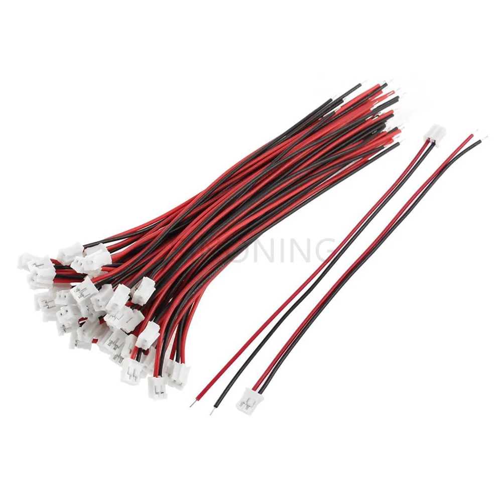 10pcs Micro JST 1.25mm 2P Male Connector Wires Cables 150mm red black line