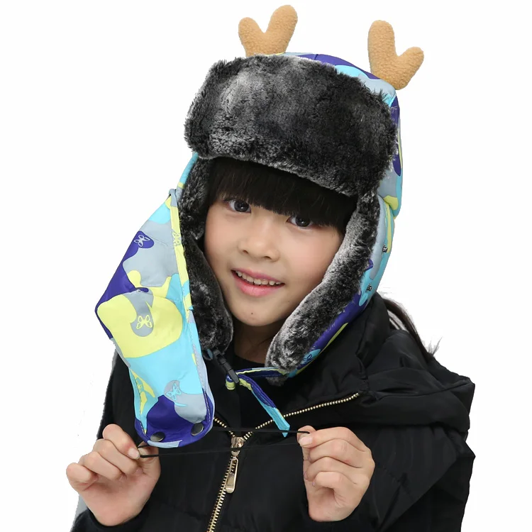 

B-8473 Children's Bomber Hat Adult Warm Bomber Hats Students Outdoor Windproof Warm Hat Deer Cap Ear Protection Winter Hat
