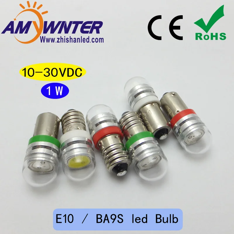 T4W BA9S Auto LED COB 1W Blanc white plafonnier plaques veilleuses Trailer Truck Interior Lights E10 led bulbs