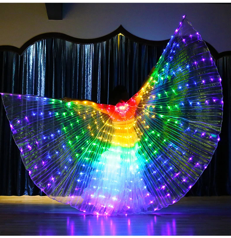 

20 Rows 300pcs Lamps Colorful Rainbow Performance Prop Women Dance Accessories Girl DJ LED Wings Light Up Wing Butterfly Wings