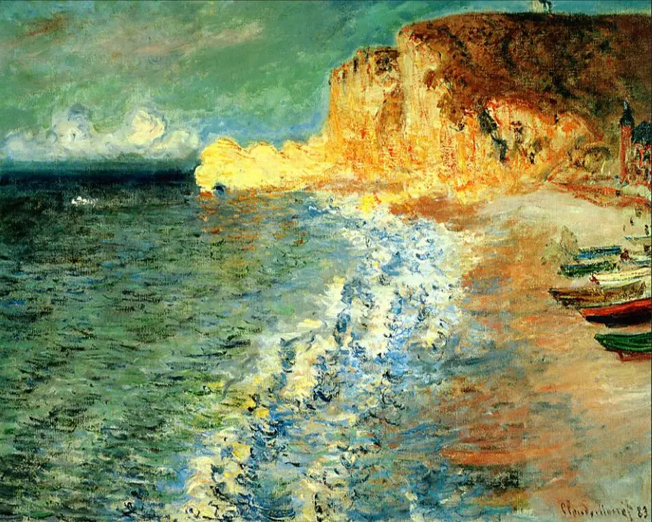 High quality Oil painting Canvas Reproductions Morning at Etretat (1883)  By Claude Monet hand painted