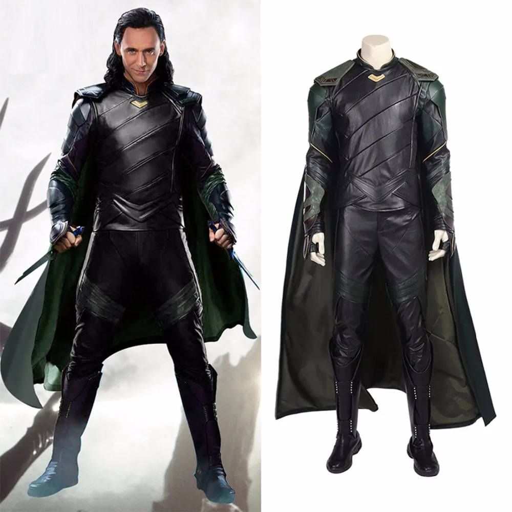 

Hot Movie Thor 3 Ragnarok Dark World Loki Cosplay Costume Adult Halloween Carnival Costume for Men Outfit