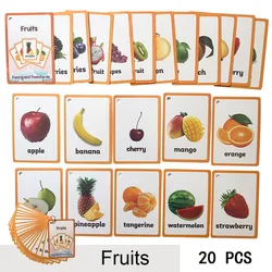 20 Pcs/Set Fruits Vegetable Kids Fun English Word Pocket Flash Card Children Learning Card Early Educational Toys