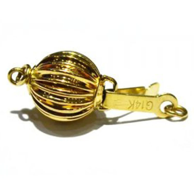 6mm 14K Yellow Gold Corrugated Ball Shaped Clasp