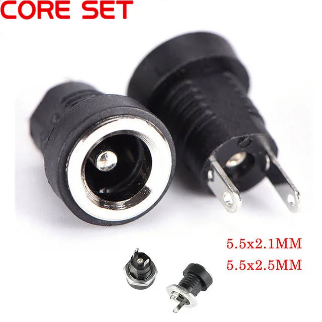 5/10 szt. Gniazdo zasilania DC 5A 30V 5.5x2.1, żeńskie, do montażu panelowego, złącze 5.5mm 2.1mm, adapter wtykowy, 2 rodzaje zacisków