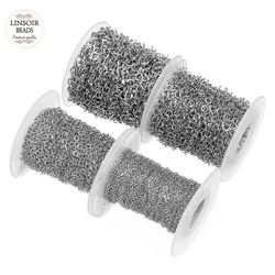 10 Yards/Roll 2mm 3mm 4mm 5mm Width Rhodium Tone Stainless Steel Rolo Link Chain Metal O Chains for Necklaces Jewelry Making