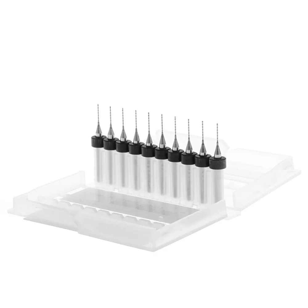 Para brocas de carburo de tungsteno, 10 piezas, 0,6mm, Punta 1/8, vástago, espiral, Micro PCB, promoción