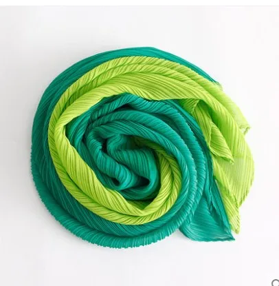 HOT SELLING  Fashion color matching patchwork pleated silk scarf  IN STOCK