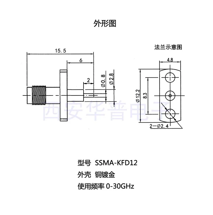 SSMA-KFD12 Rf Coaxiale Connector SSMA-KF Bus Flens Through Muur Rf Connector