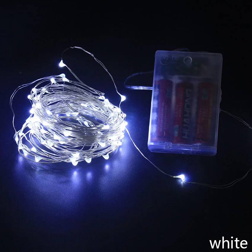 10M 100LED Silver Wire String Lights For New year Christmas Home Wedding Decoration Fairy Garland Waterproof on Battery Powered