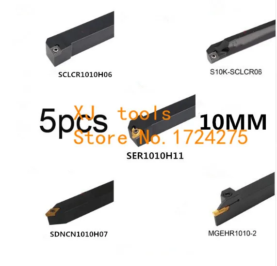 5Pcs/Lot SCLCR1010H06/S10K-SCLCR06/SER1010H11/SDNCN1010H07/MGEHR1010-2 Lathe cutting tool set,CNC turning tool