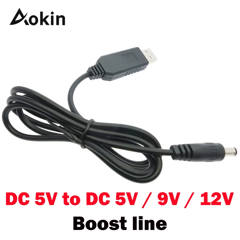 USB power boost line DC 5V to DC 5V / 9V / 12V Step UP Module USB Converter Adapter Cable 2.1x5.5mm Plug aokin